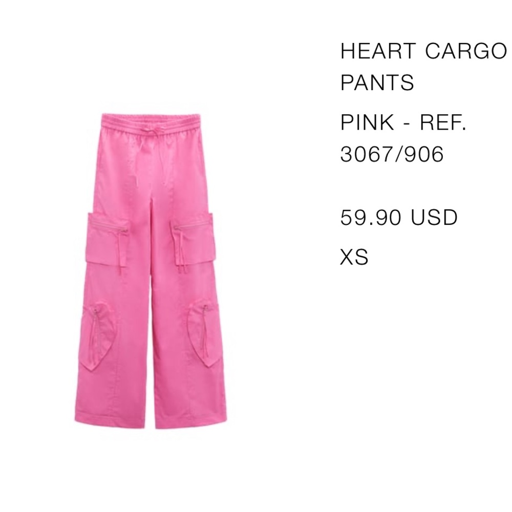 Zara Heart pocket cargo parachute pants